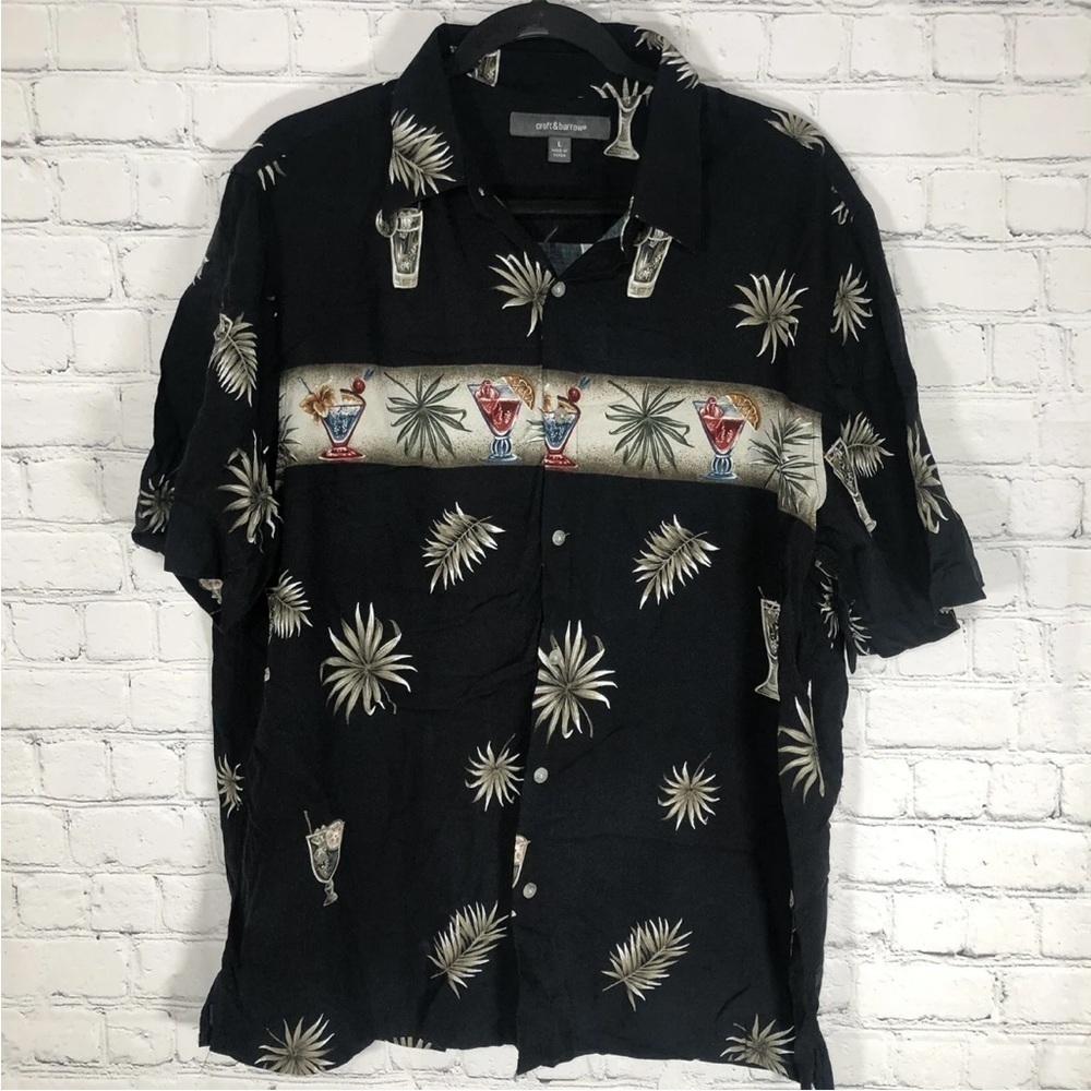 Croft & Barrow Shirt Mens Large Hawaiian Shirt Cocktails Print Button Down